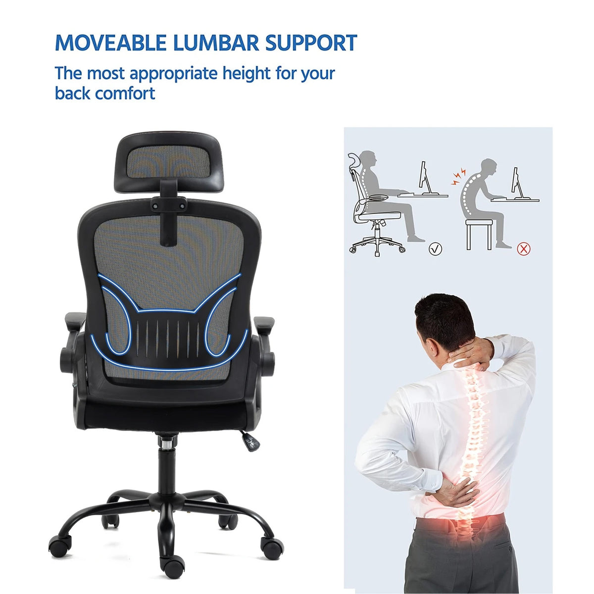 Breathable Mesh Office Chair – Swivel with Adjustable Height & Support