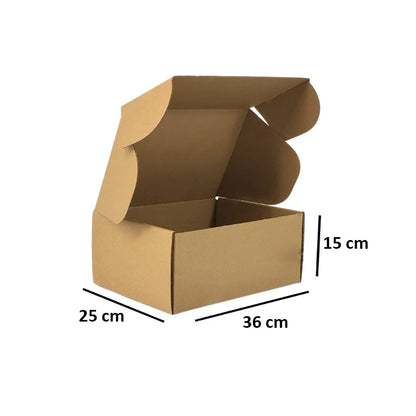 Large Shipping Box – 36x25x15 cm, White/Brown, Corrugated Mailer Box