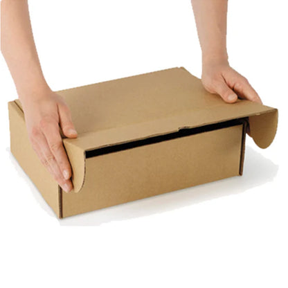 Compact Shipping Box – 23x18x6 cm, White/Brown, Corrugated Box