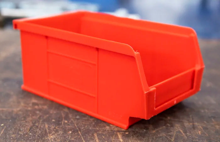 10 Pcs Red Polypropylene Storage Bin – Size 2 (16.7 x 10.1 x 7.6 cm)  Compact Stackable Bin