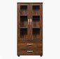 Wooden Office Storage Cabinet with Glass Doors and Drawers – 170cm Height