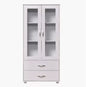 Wooden Office Storage Cabinet with Glass Doors and Drawers – 170cm Height